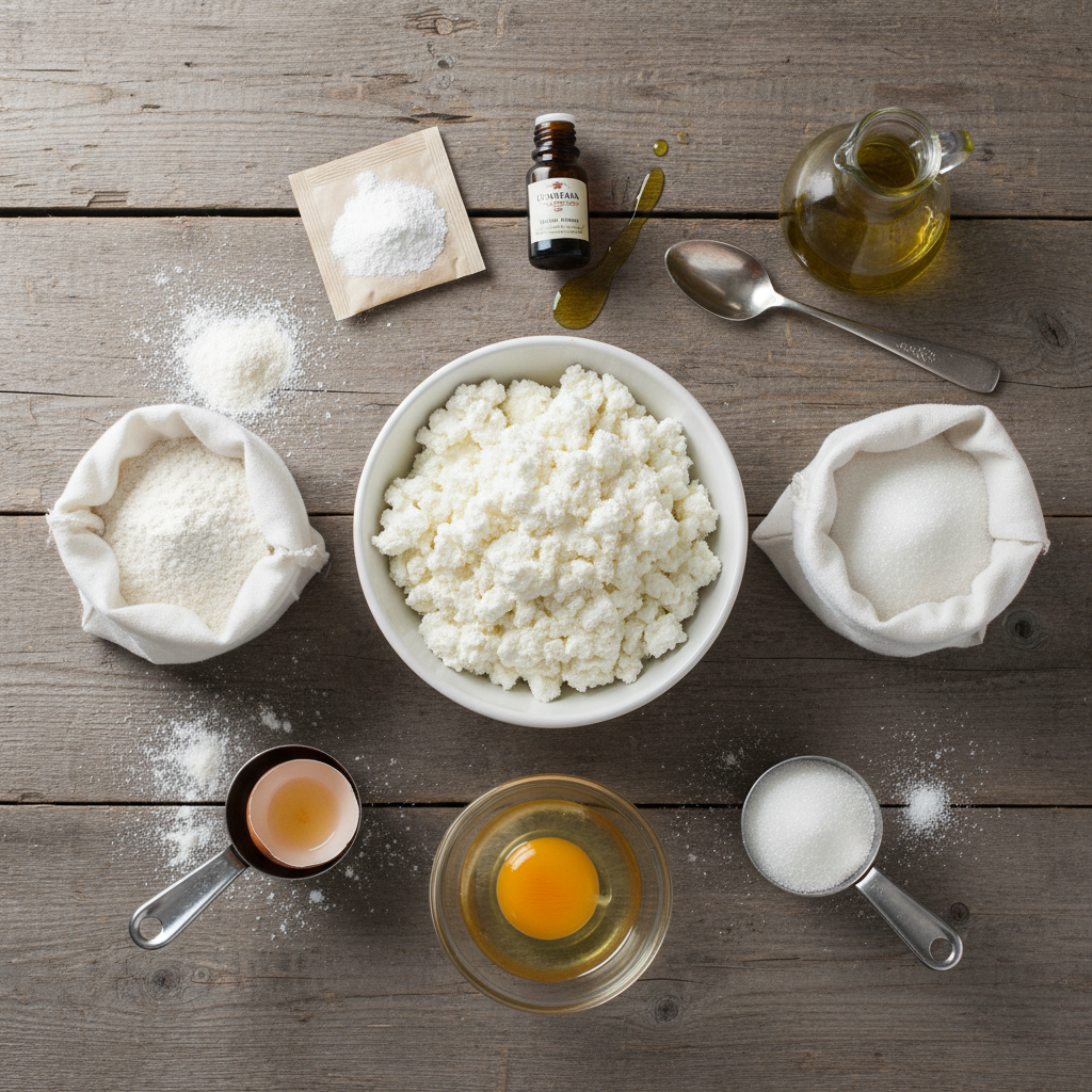 Ingredients laid out for ricotta pancakes