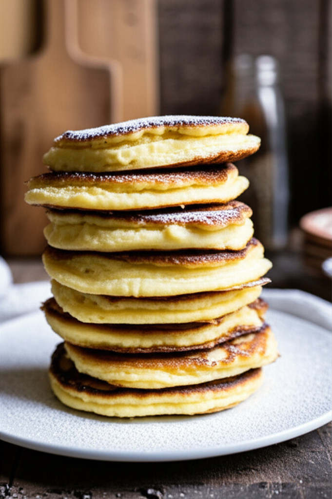 Ricotta pancakes on a plate, crispy and creamy