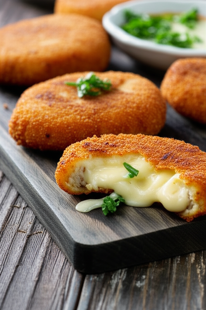 Golden Quick & Easy Stuffed Potato Cakes on a plate