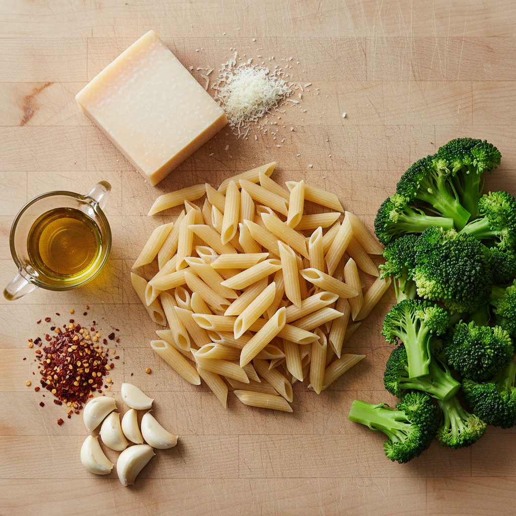 Ingredients for broccoli pasta