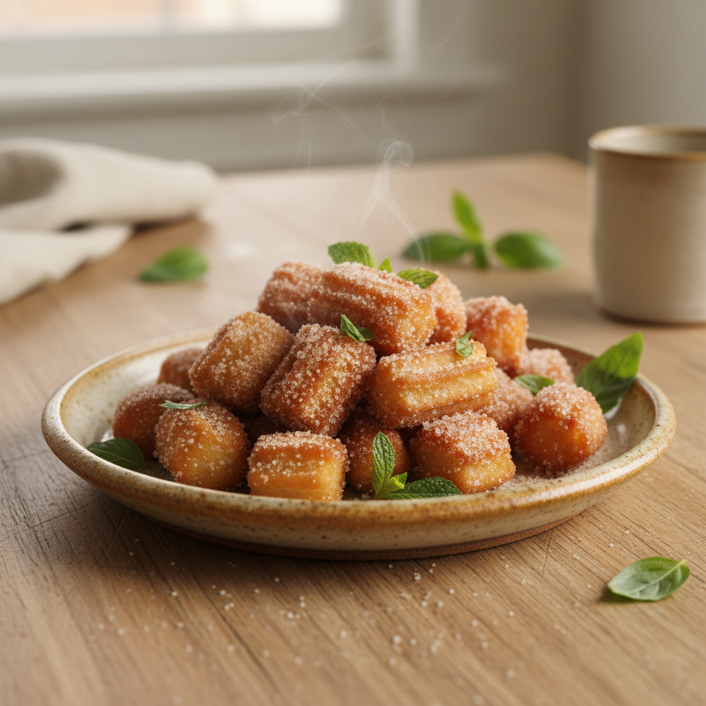 Preparing churro dough and air fryer