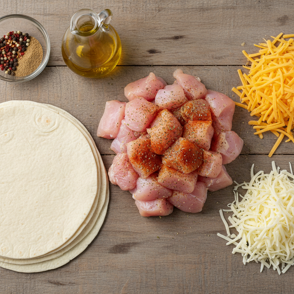 Ingredients for Cheesy Garlic Chicken Wraps