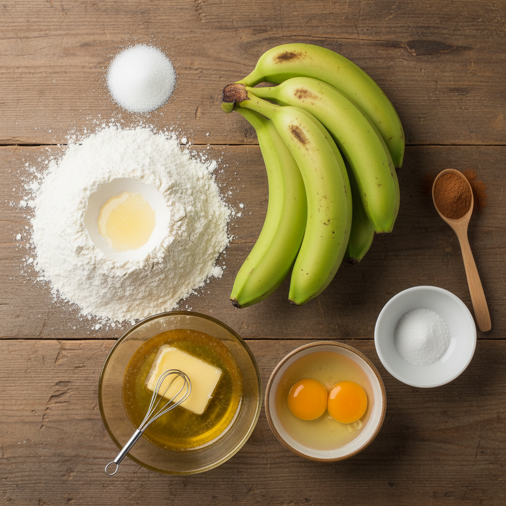 Ingredients for Classic Banana Bread with Cinnamon Swirls