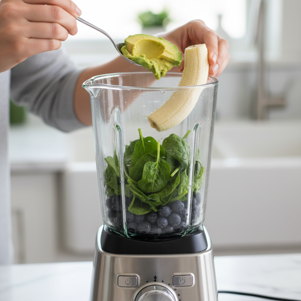 Smoothie ingredients neatly arranged