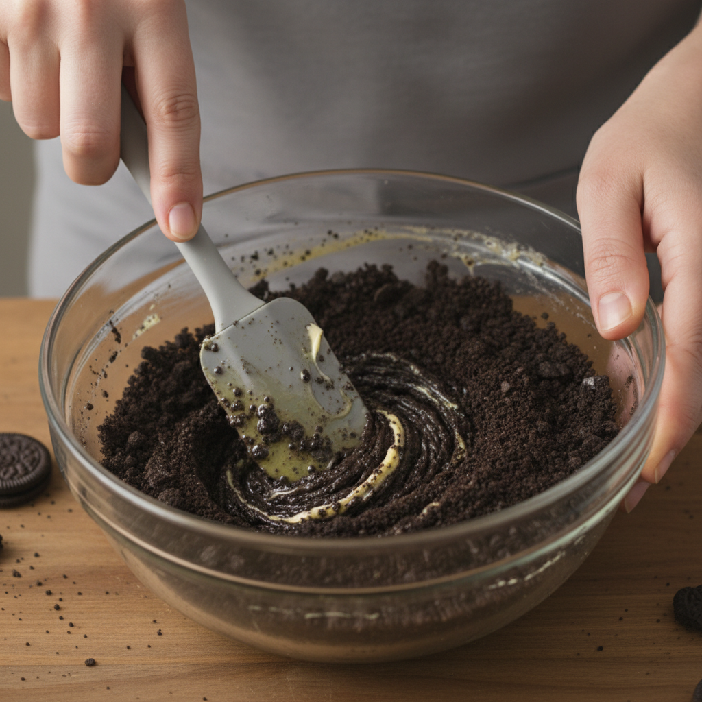 Making Oreo crust for cheesecake