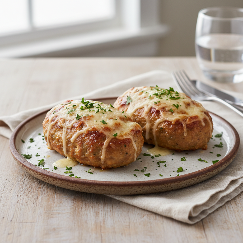 Garlic Parmesan Chicken Meatloaves served with sides