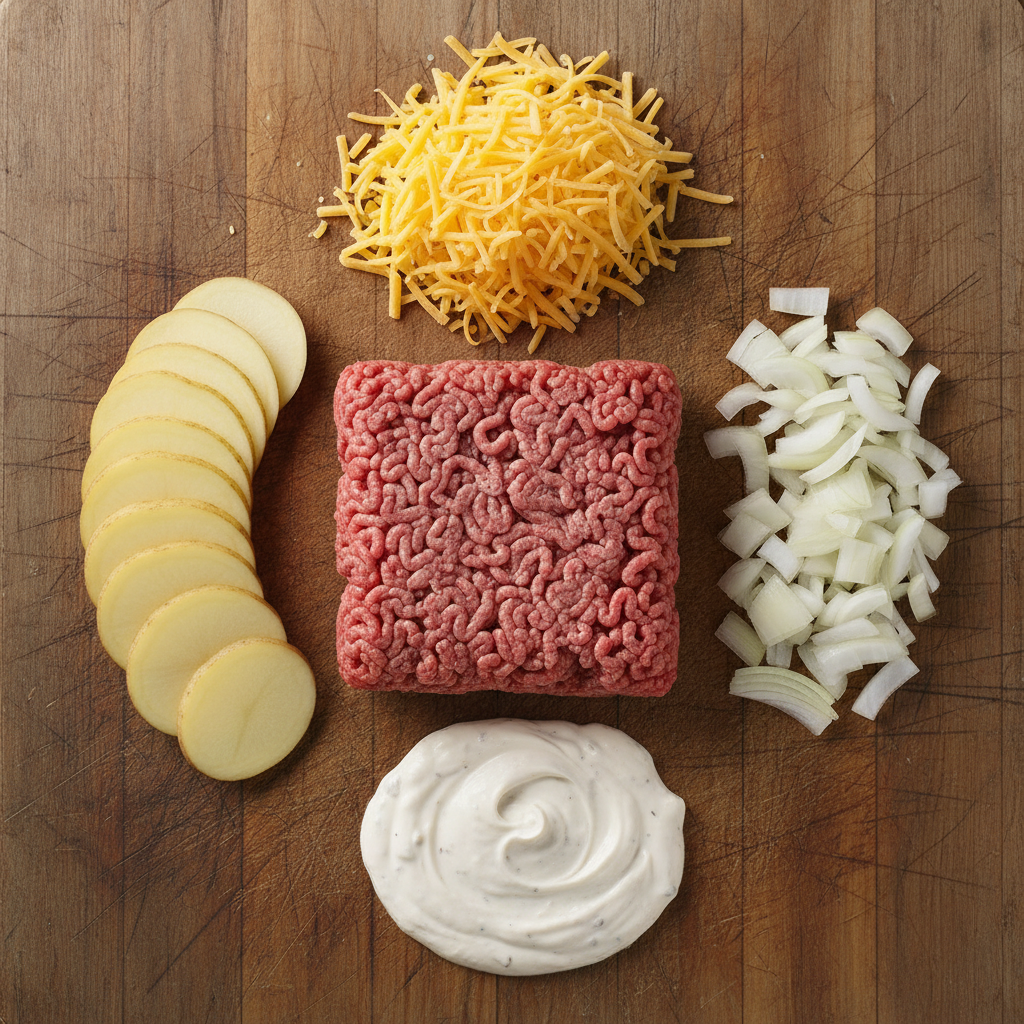 Ingredients for Hamburger Potato Casserole