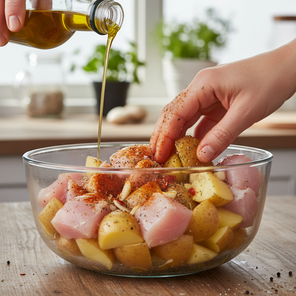 Searing chicken in a skillet