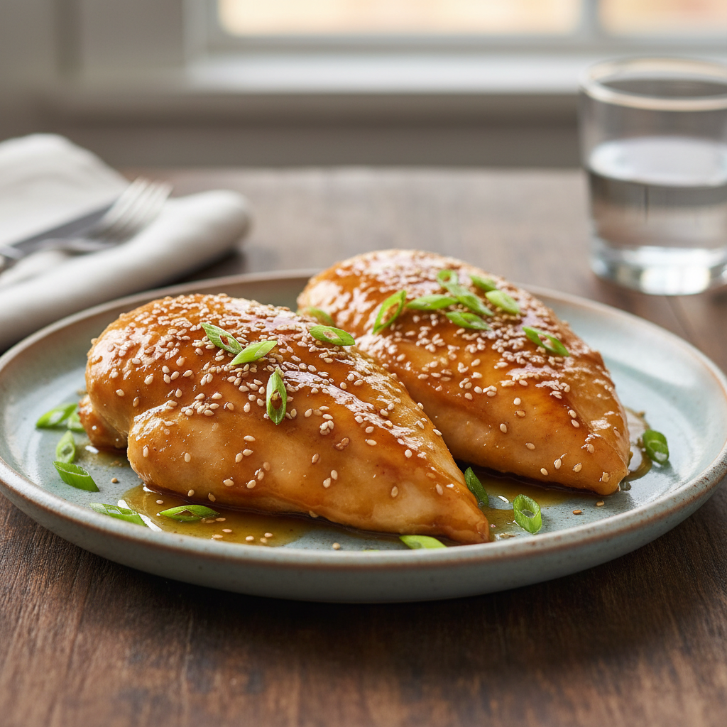 Finished Honey Garlic Chicken plated meal