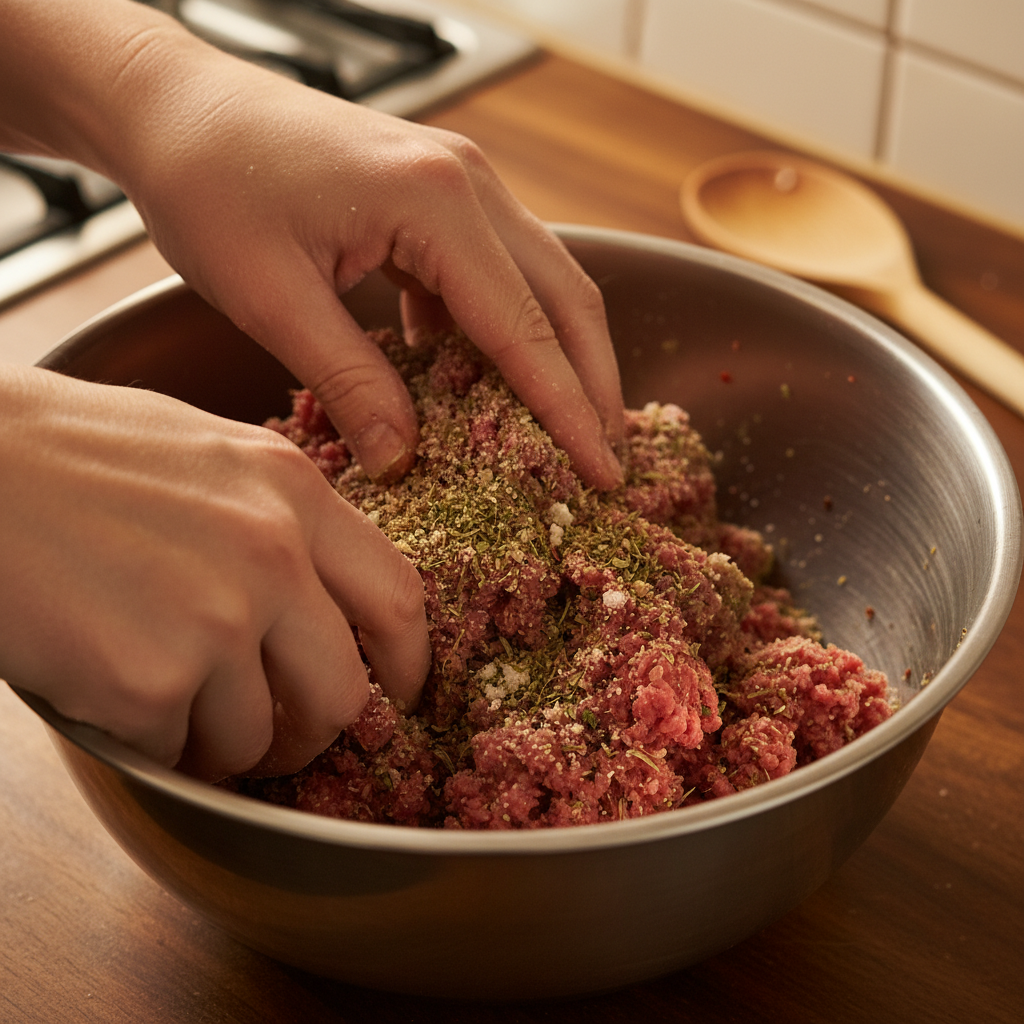 Cooking Salisbury steak patties in skillet