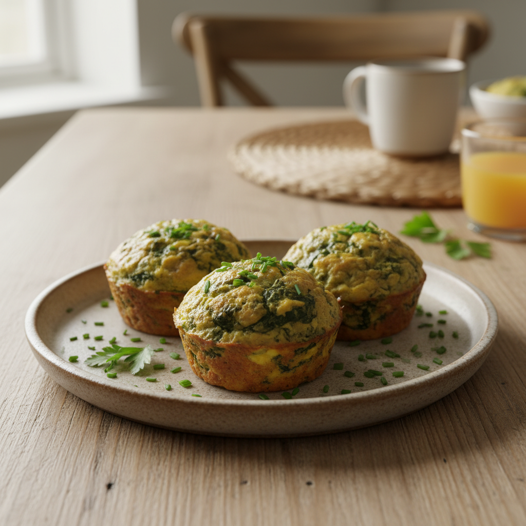 Cooked spinach egg muffins stored in container for later