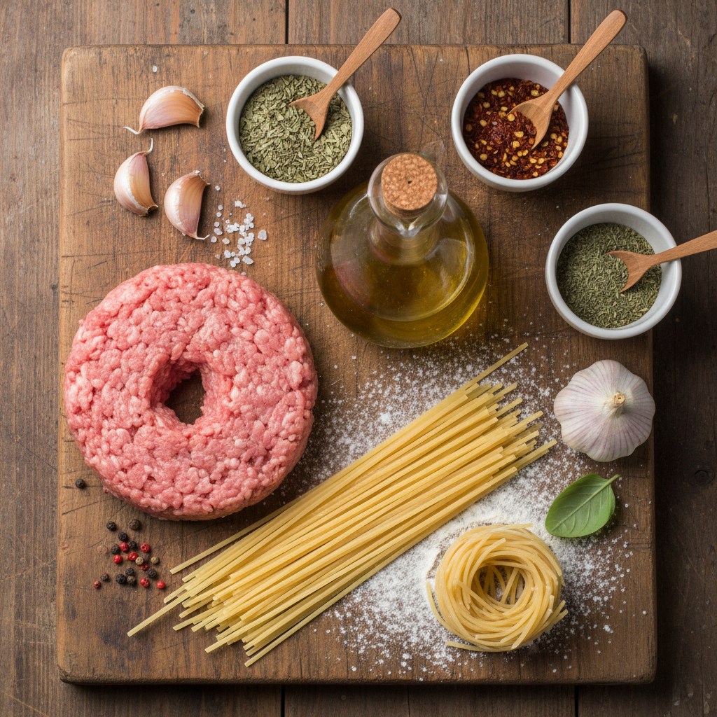 Ingredients for turkey spaghetti