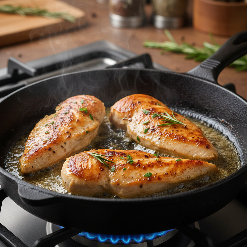 Sizzling chicken fajitas served hot from the skillet