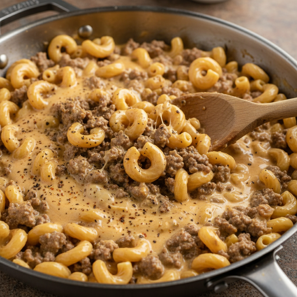 Hamburger Helper in the Cooking Process