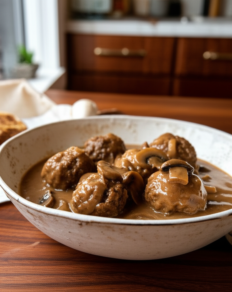 Salisbury steak meatballs slow cooker