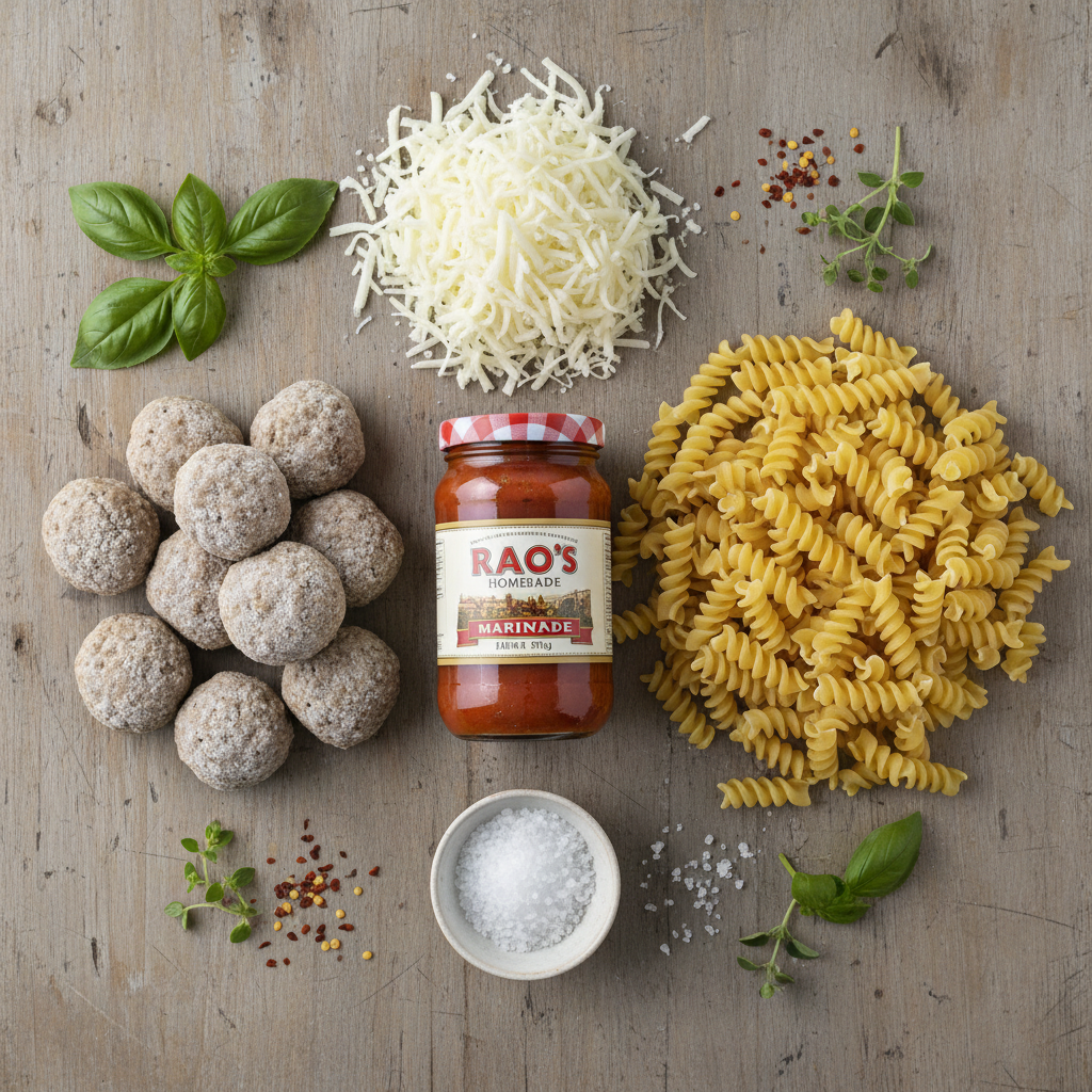 Ingredients needed for meatball casserole