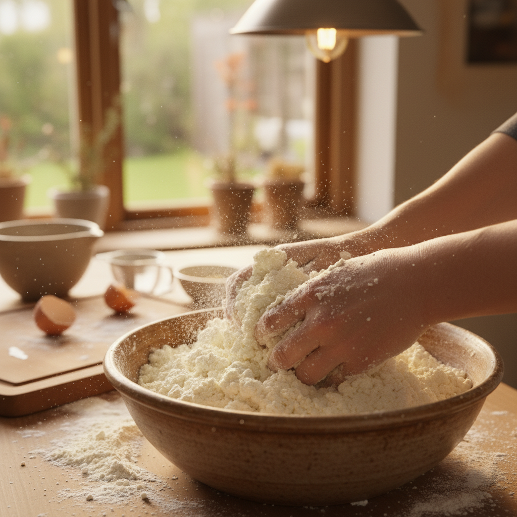 Mixing and Kneading Dough for Cottage Cheese Bagels