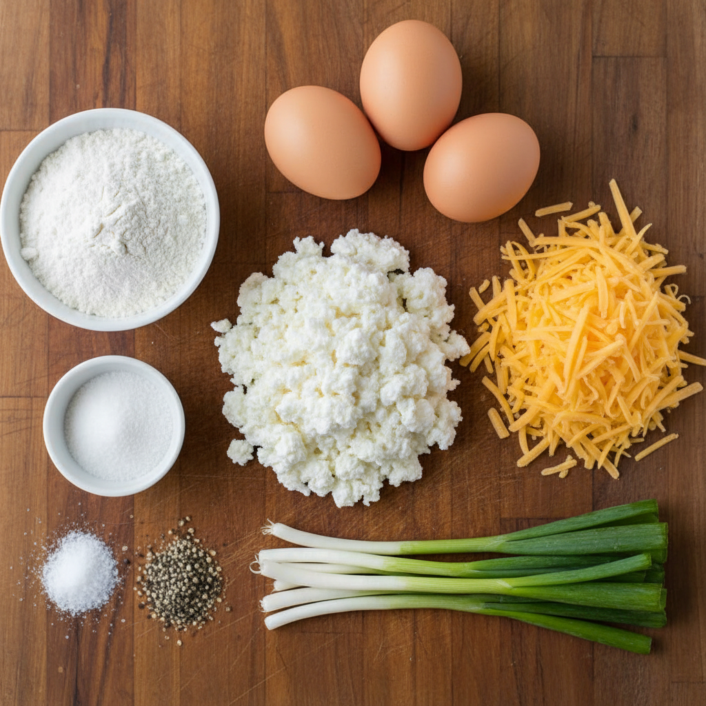 Ingredients for cottage cheese egg muffins