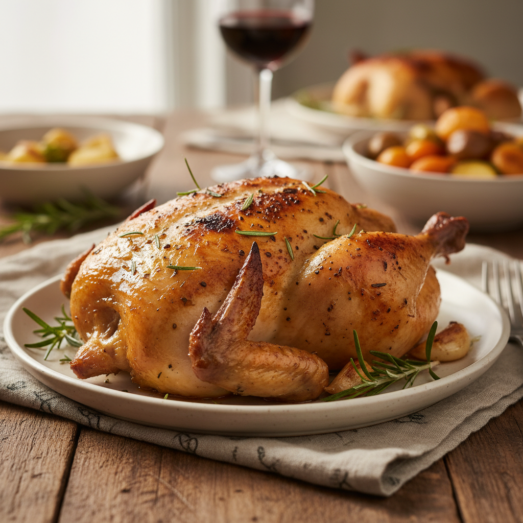 Resting roasted chicken