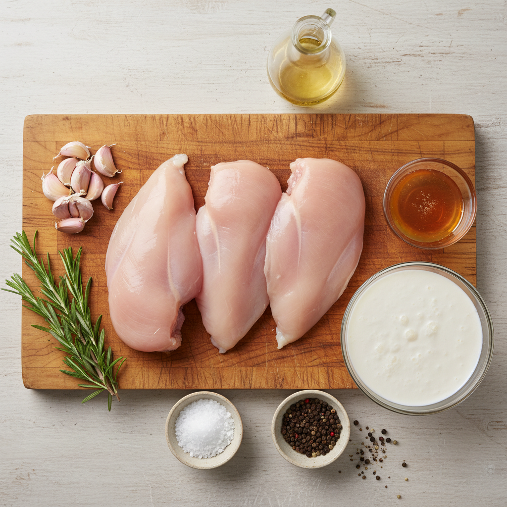 Ingredients for buttermilk roasted chicken