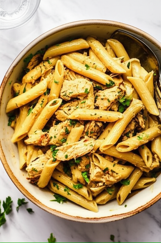 Pasta with Garlic Butter Rotisserie Chicken