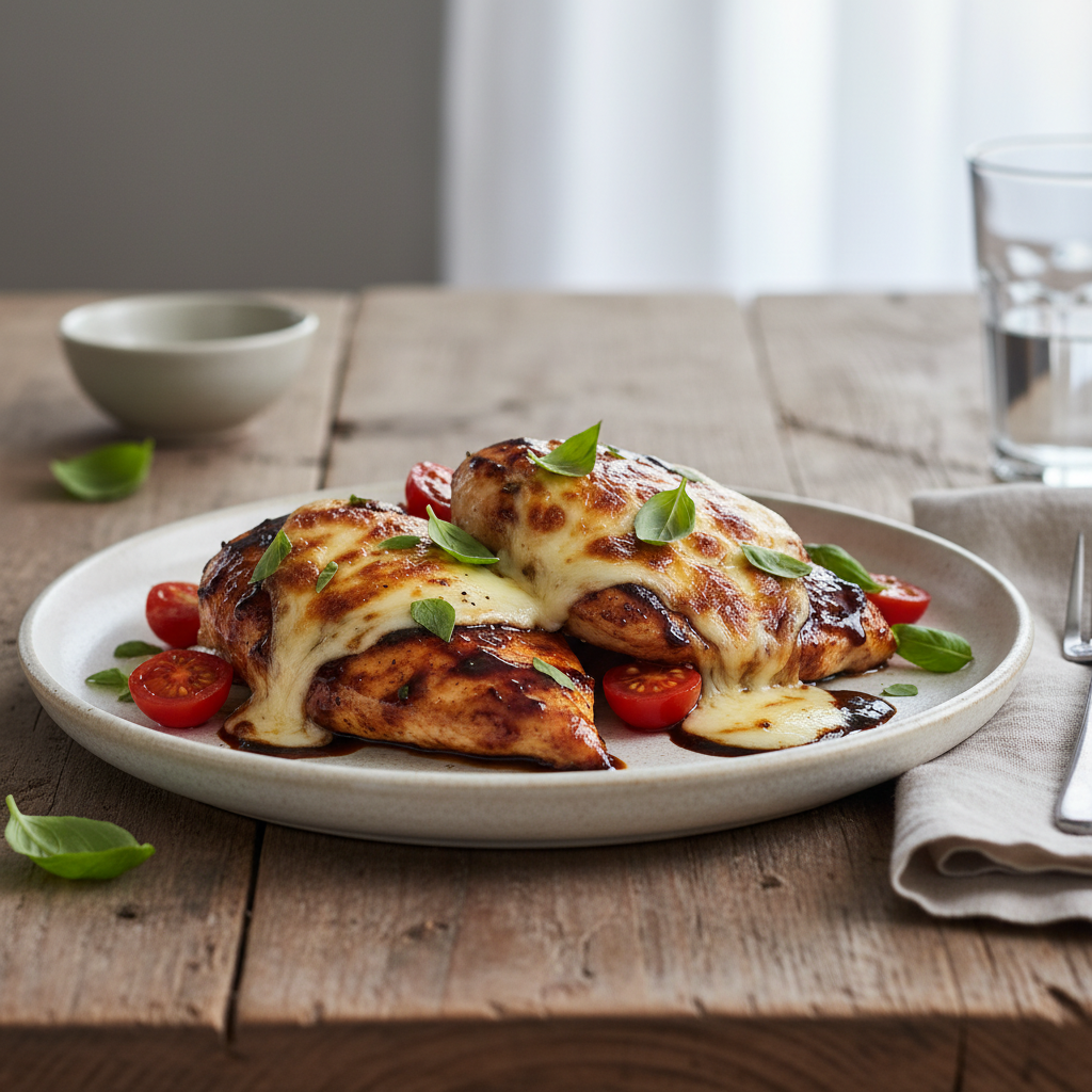 Chicken with Balsamic Basil served with side dishes