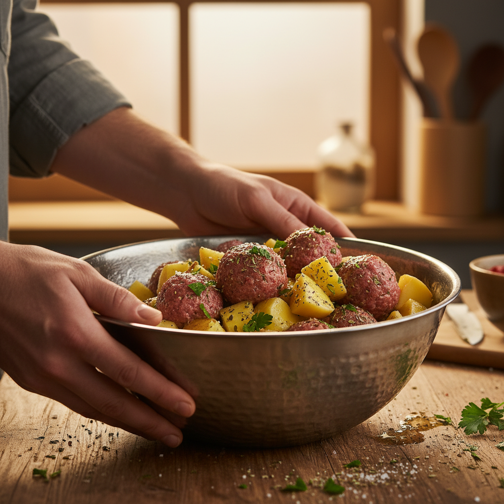 Making the roux for Swedish Meatballs sauce