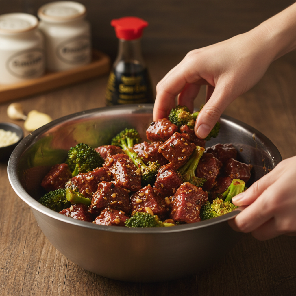 Cooking beef and broccoli step by step